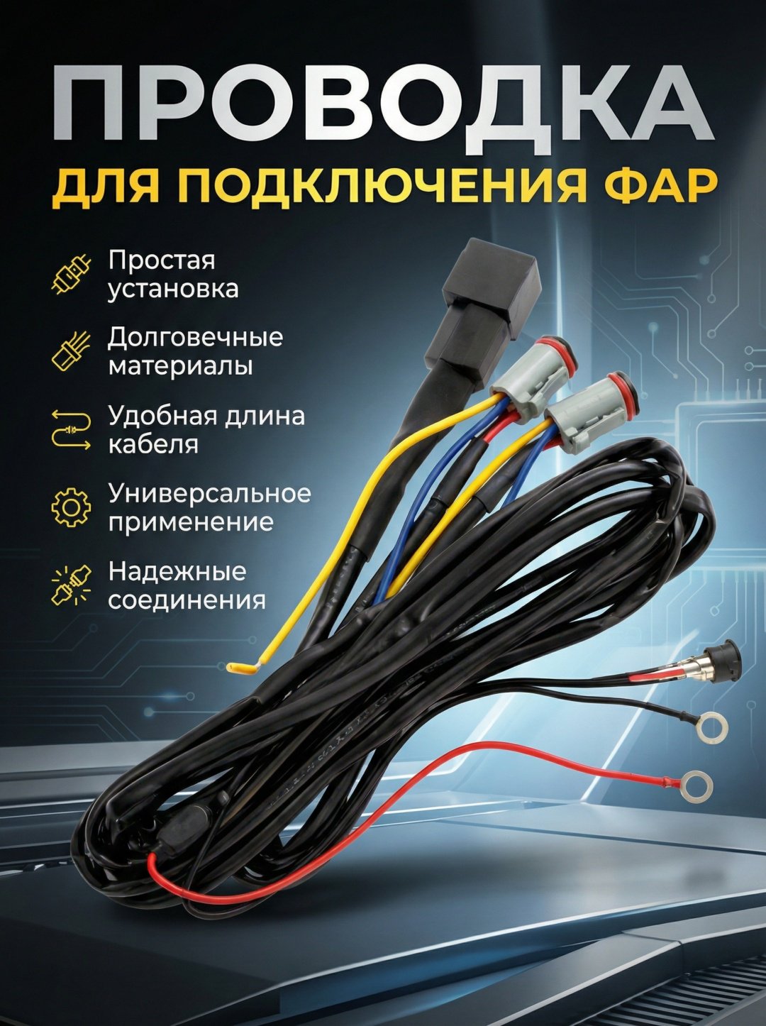 Комплект проводов AURORA ALO-AW12 для круглых фар купить,16800