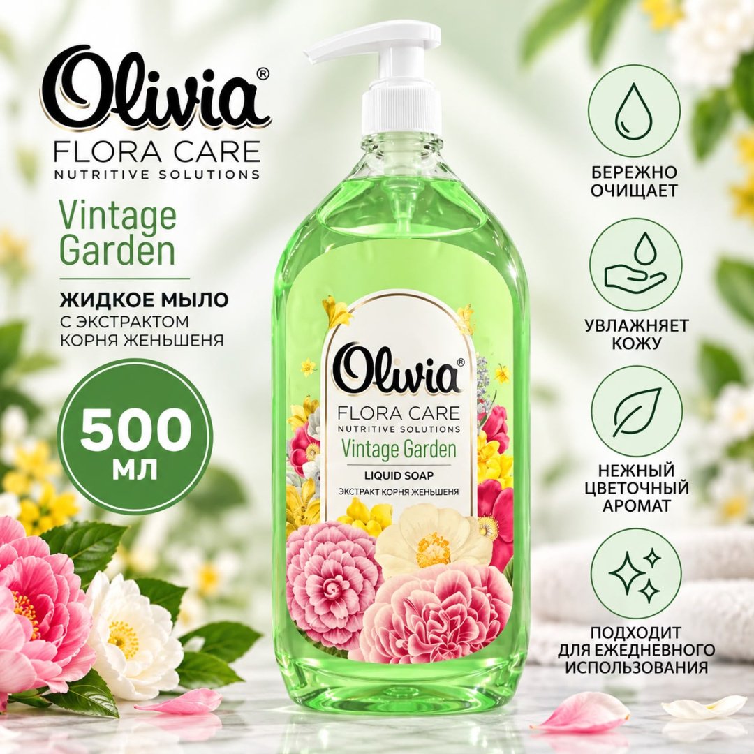 Жидкое мыло туалетное Olivia Health Care Vintage Garden Цветочный 500 мл купить,747
