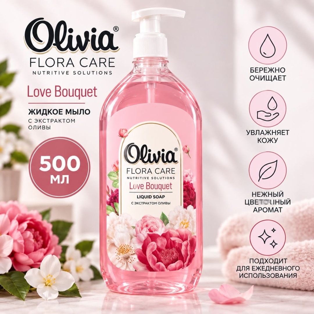Жидкое мыло туалетное Olivia Health Care Love Bouquet Цветочный 500 мл купить,747
