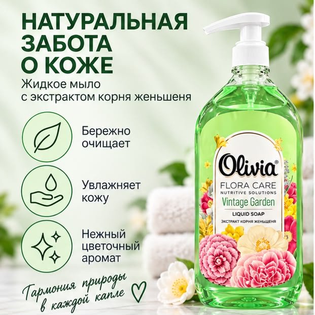 Жидкое мыло туалетное Olivia Health Care Vintage Garden Цветочный 500 мл купить,747