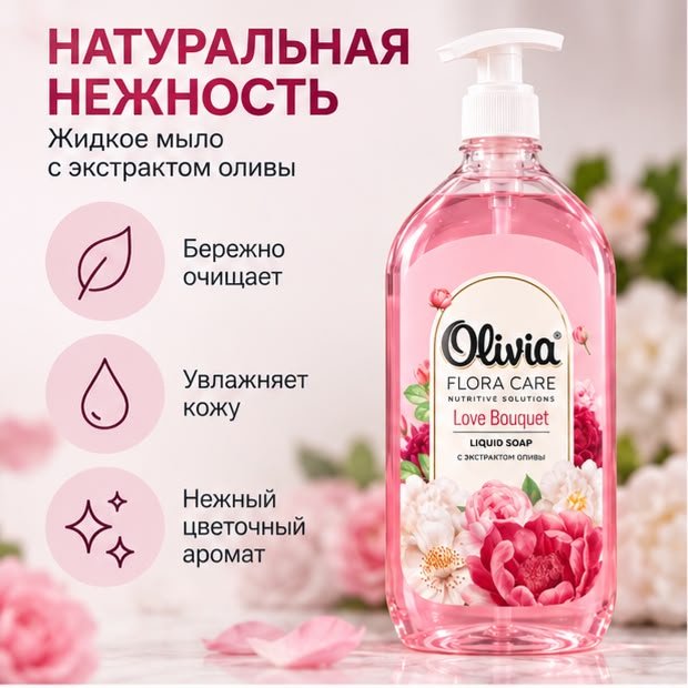 Жидкое мыло туалетное Olivia Health Care Love Bouquet Цветочный 500 мл купить,747