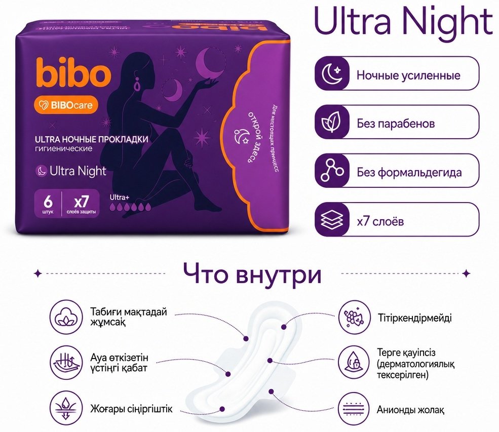 Bibo прокладки Ultra Night 6 шт купить,807