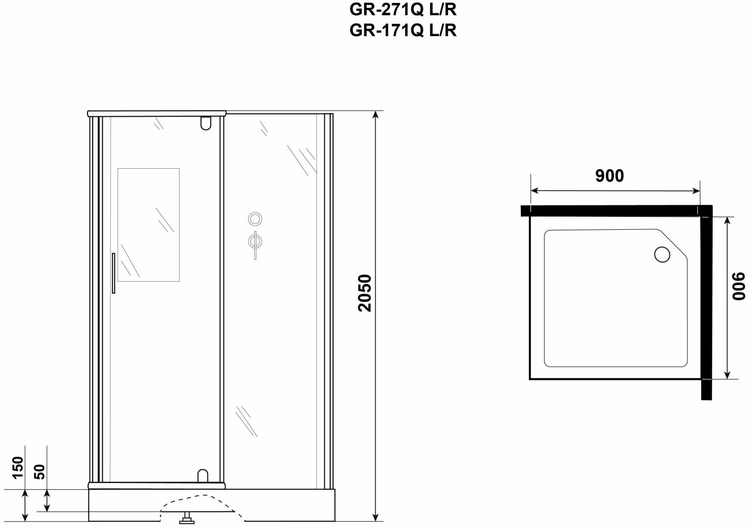 Grossman GR271QR (205 см х 90 см), высокий поддон купить,NaN