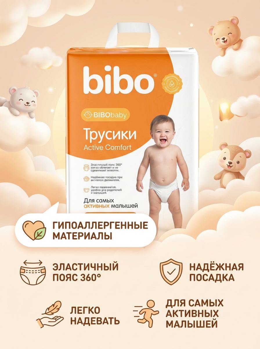 Подгузники-трусики Bibo Active Comfort XL, 46 шт купить,7198
