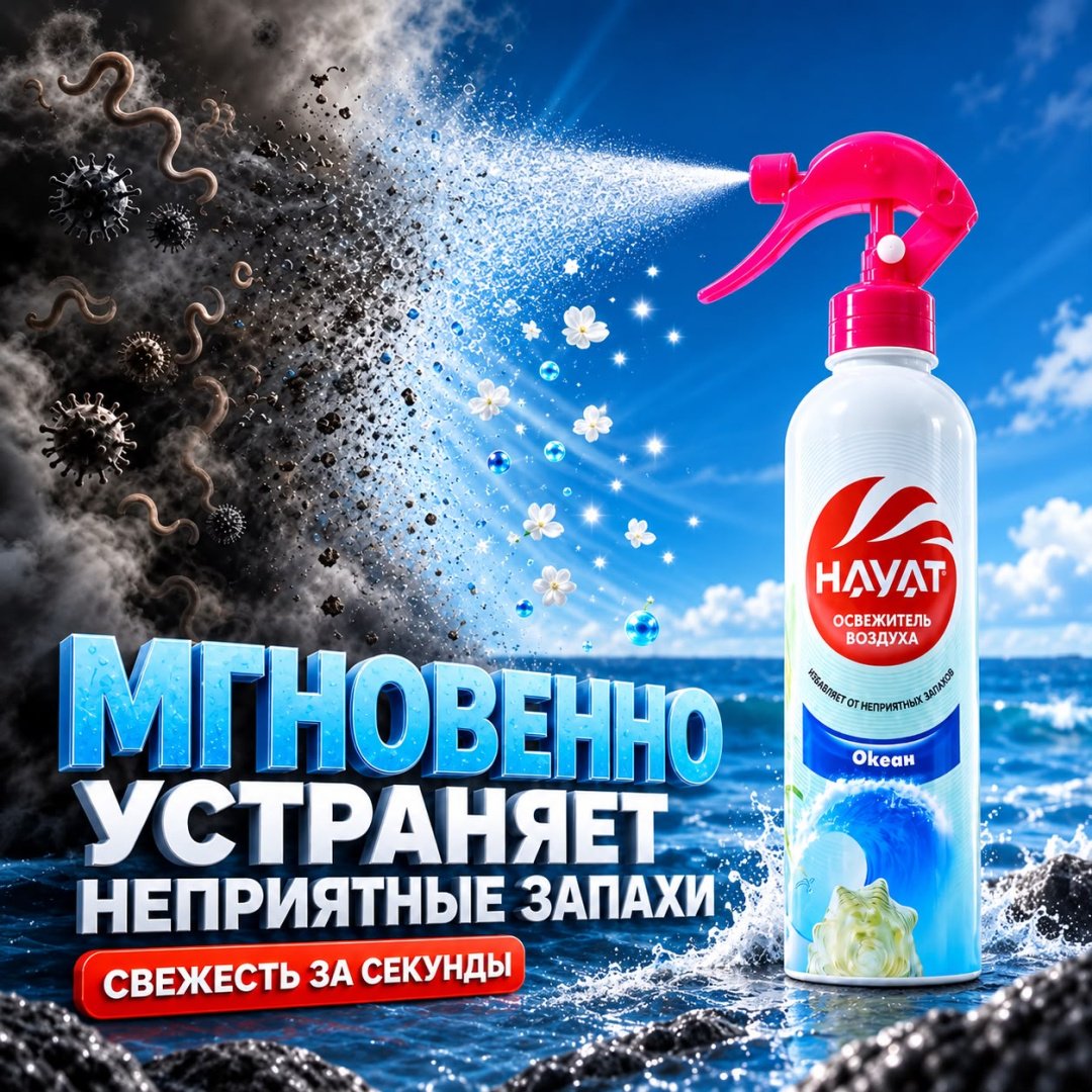 Спрей Hayat Освежитель воздуха Океан 400 мл купить,947