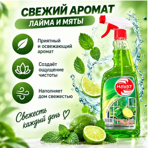 Спрей Hayat Стеклоочиститель Лайм мята 575 мл - ForteMarket Спрей Hayat Стеклоочиститель Лайм мята 575 мл купить,552
