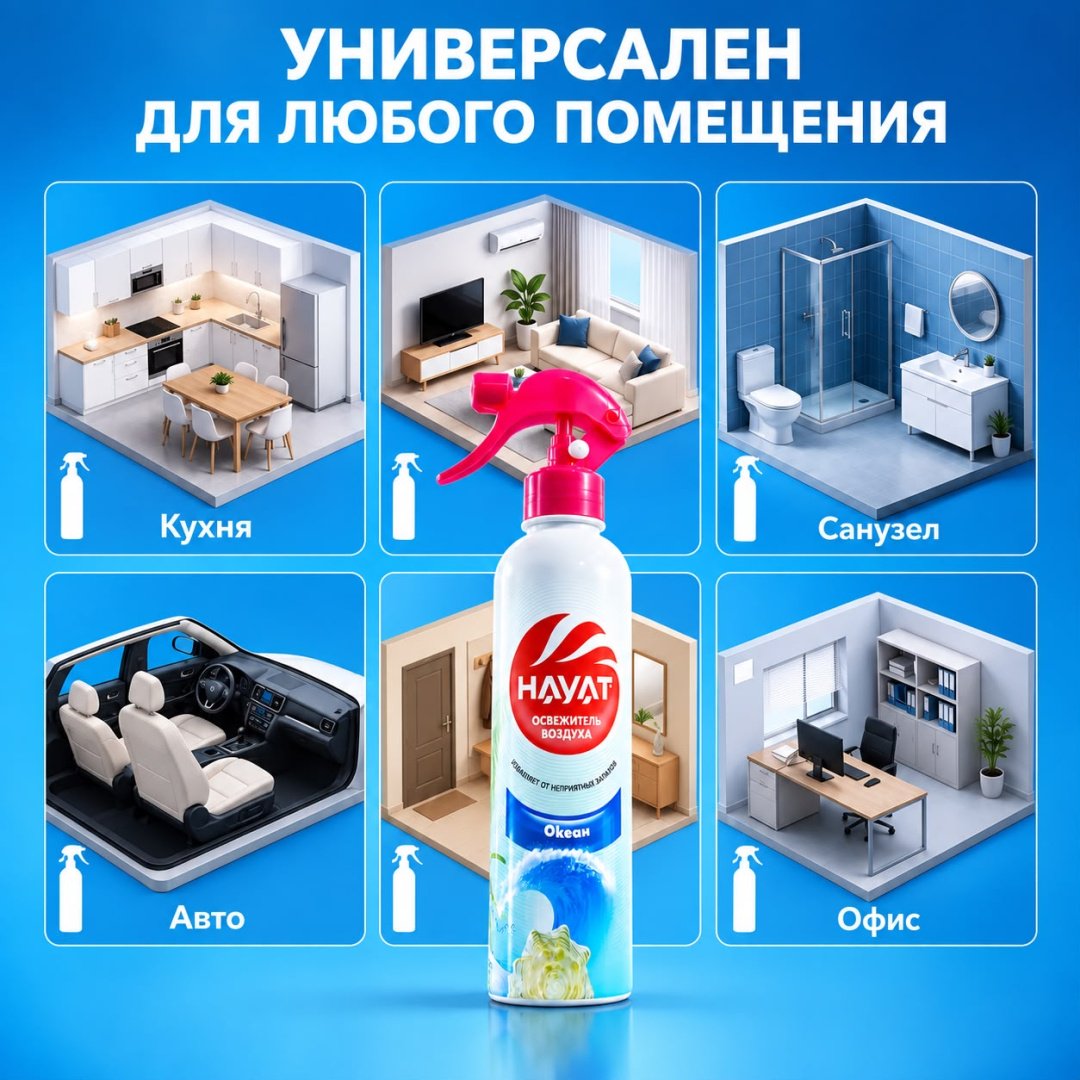 Спрей Hayat Освежитель воздуха Океан 400 мл купить,947