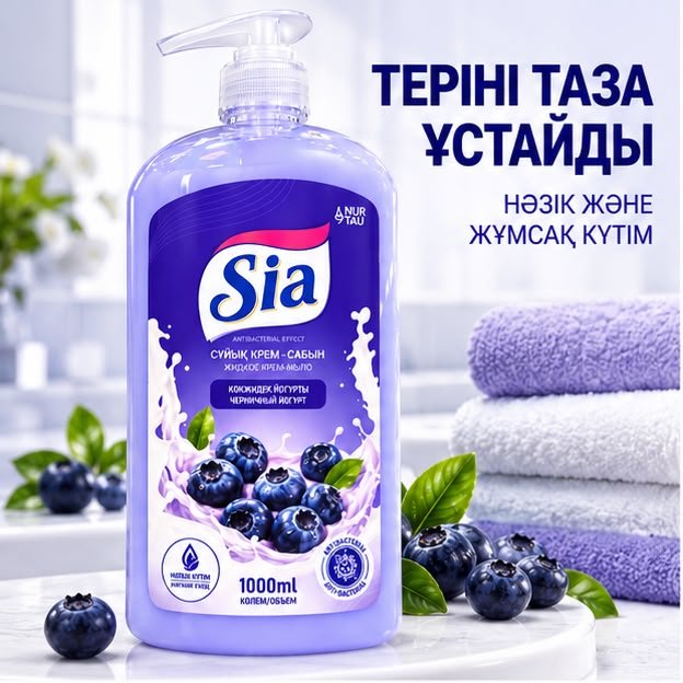 Жидкое мыло туалетное Sia Черничный йогурт Крем-мыло Черничный 1000 мл купить,999