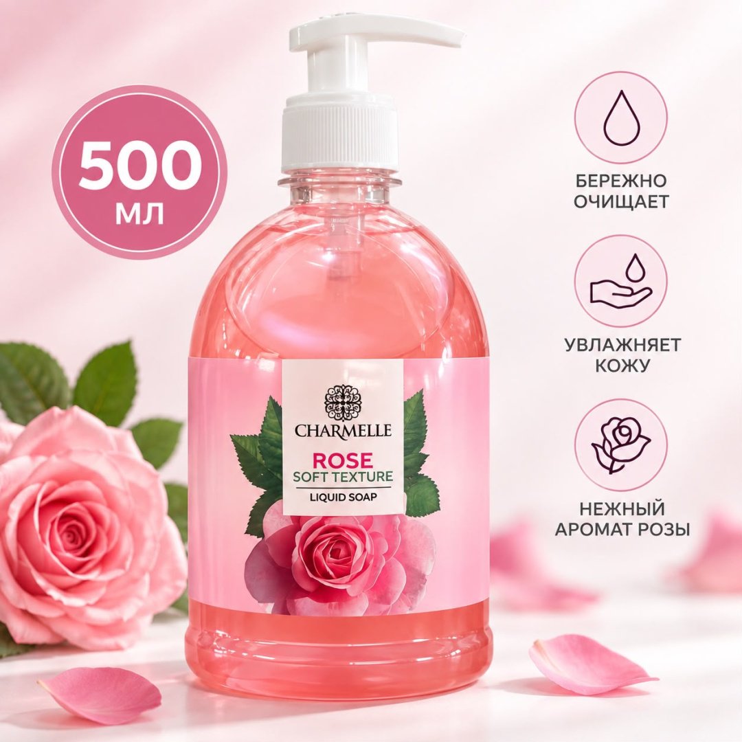 Жидкое мыло туалетное Charmelle Крем-мыло Rose Роза 500 г купить,800