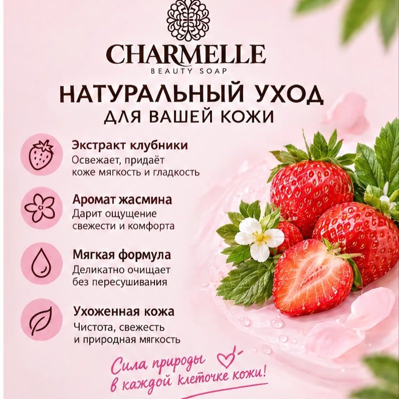 Кусковое мыло туалетное Charmelle Нежная клубника клубника 140 г по 6 шт купить,2699