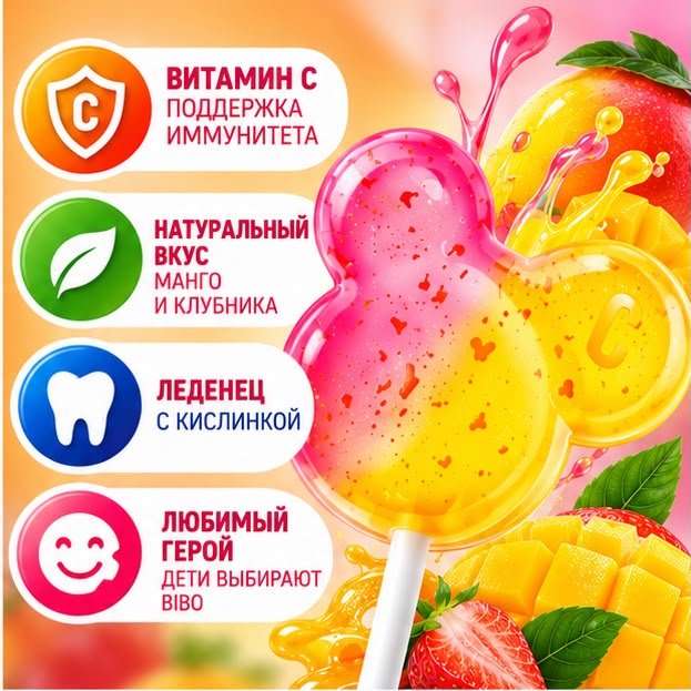 Конфеты карамель BIBO Манго - клубника 240 г купить,1996