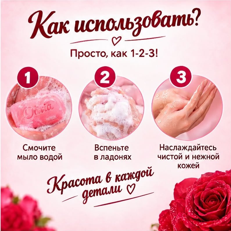 Кусковое мыло туалетное Olivia Роза Цветочный 140 г по 6 шт купить,2649