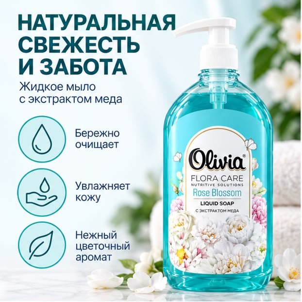 Жидкое мыло туалетное Olivia Health Care Rose Blossom Цветочный 500 мл купить,747