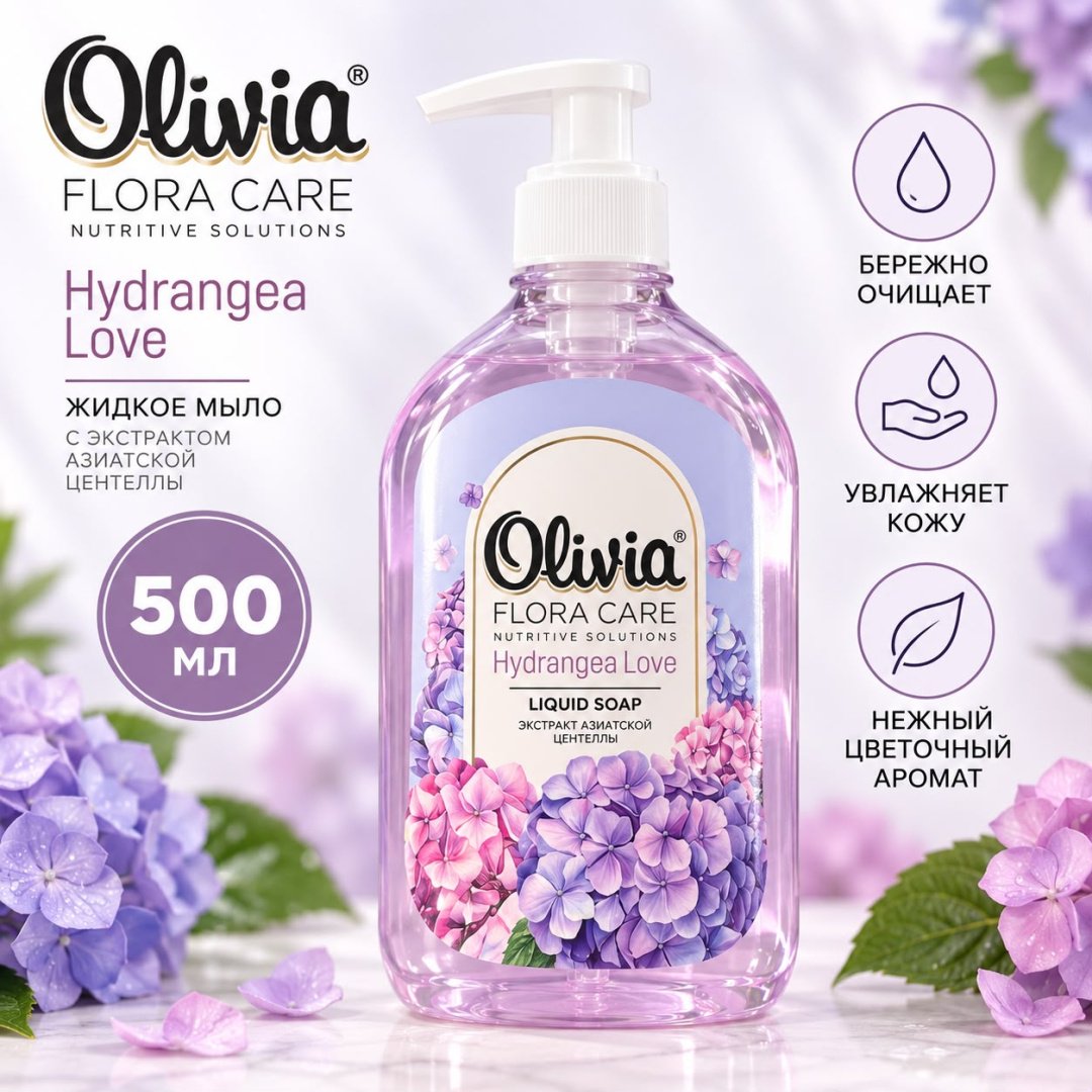 Жидкое мыло туалетное Olivia Health Care Lovely Hydrangea Цветочный 500 мл купить,747