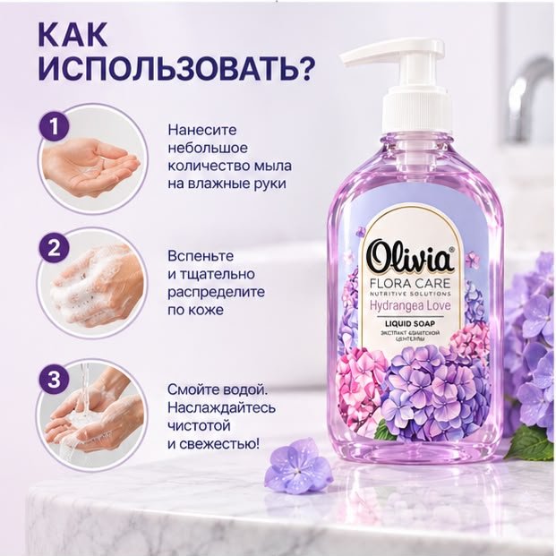 Жидкое мыло туалетное Olivia Health Care Lovely Hydrangea Цветочный 500 мл купить,747