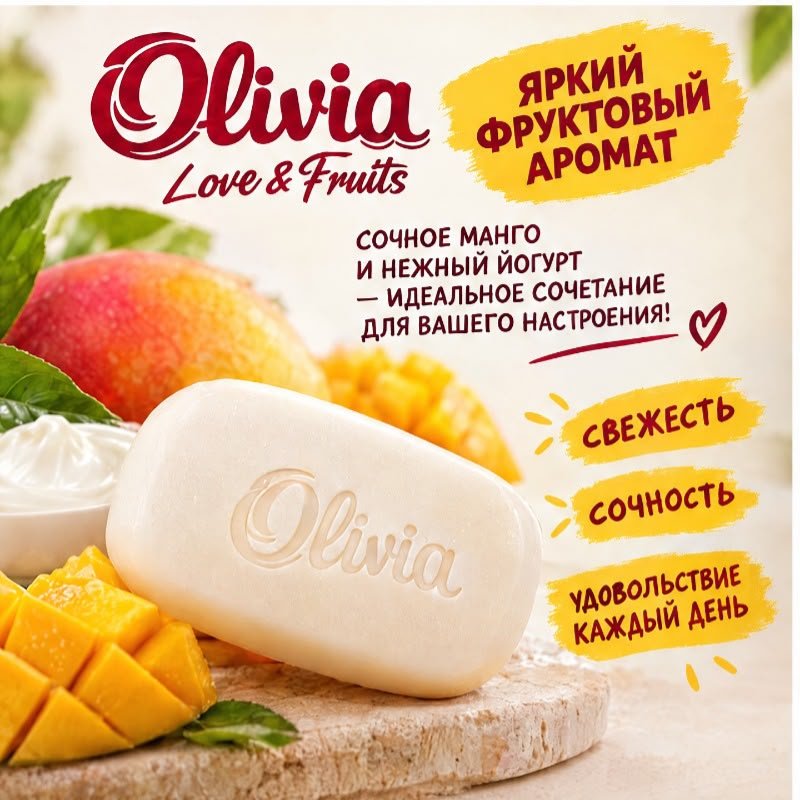 Кусковое мыло туалетное Olivia Балийское сочное манго манго 140 г по 6 шт купить,2649