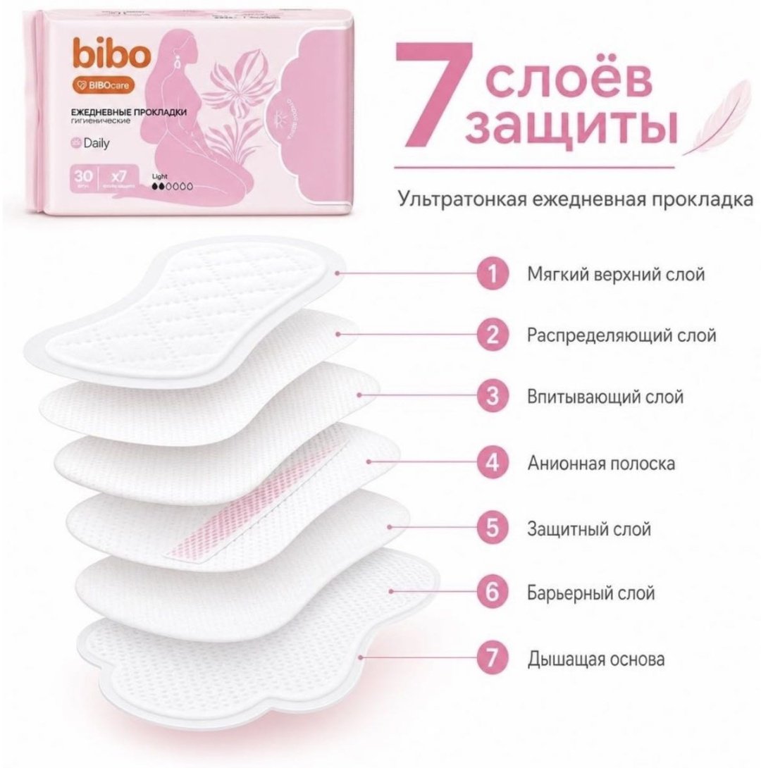 Bibo прокладки Дневные 5 уп. Ежедневные 5уп. 10 шт купить,7481