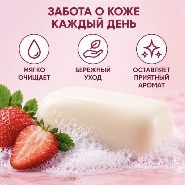 Кусковое мыло туалетное Charmelle Нежная клубника Клубника 140 г по 6 шт купить,2699