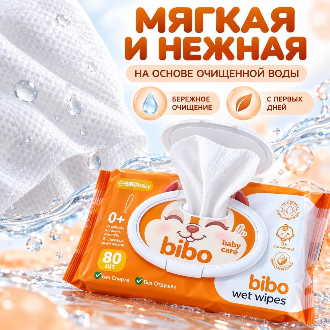 Детские влажные салфетки Bibo baby care 80 шт купить,891