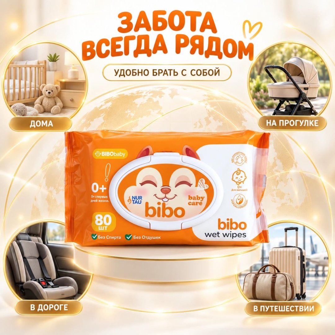 Детские влажные салфетки Bibo baby care 80 шт купить,891