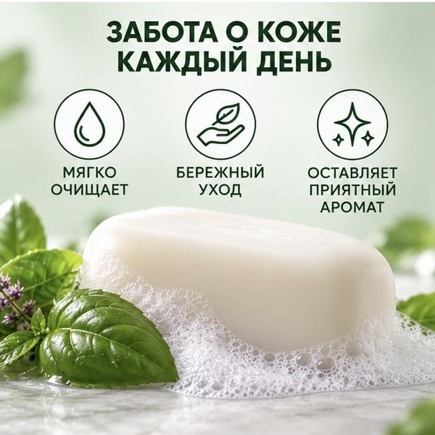 Кусковое мыло туалетное Charmelle Свежесть базилика Базилик 140 г по 6 шт купить,2699