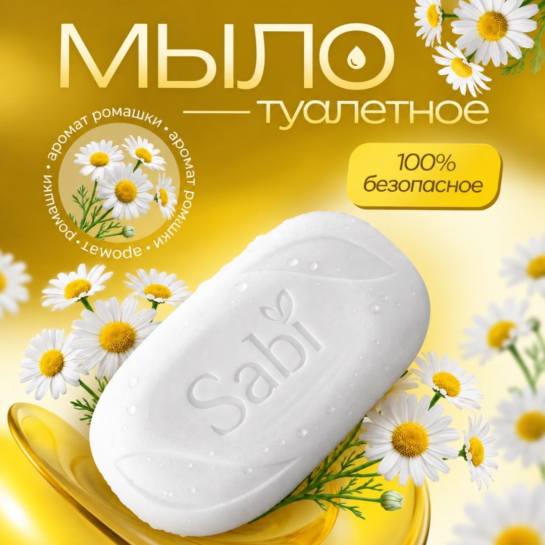 Кусковое мыло туалетное Sabi Ромашка Ромашка 150 г по 6 шт купить,2674