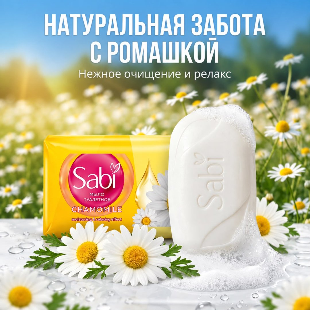 Кусковое мыло туалетное Sabi Ромашка Ромашка 150 г по 6 шт купить,2674