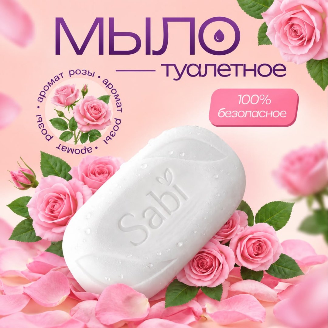Кусковое мыло туалетное Sabi Роза Роза 150 г по 6 шт купить,2674