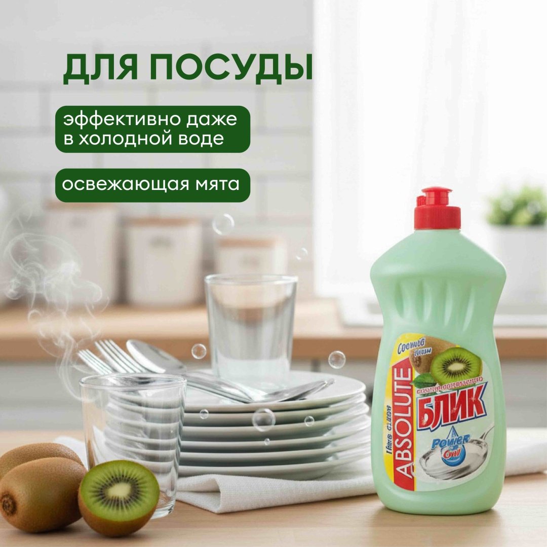 Absolut жидкое гель для посуды Блик Сочный Киви 0.5 л купить,632