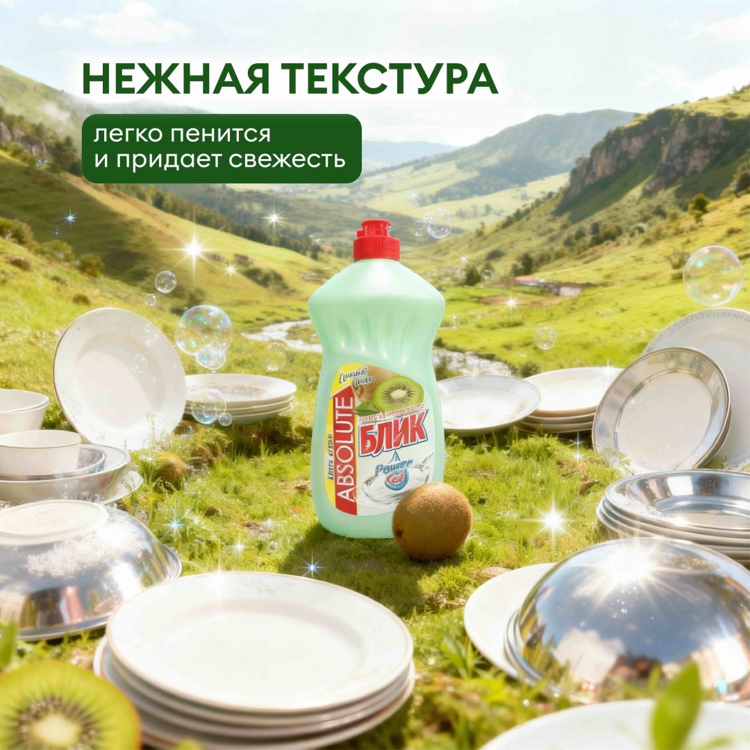 Absolut жидкое гель для посуды Блик Сочный Киви 0.5 л купить,632