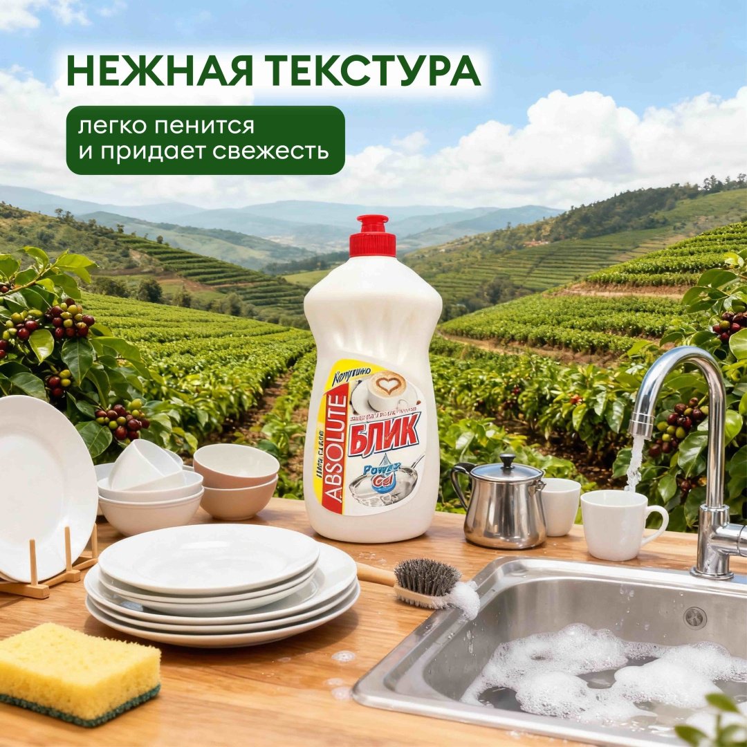 Absolut жидкое гель для посуды Блик Капучино 0.5 л купить,632