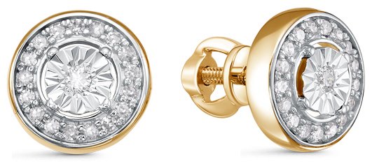 Пусеты IMPERIAL С00950-0320 вес 2.4 г золото, бриллиант купить,NaN