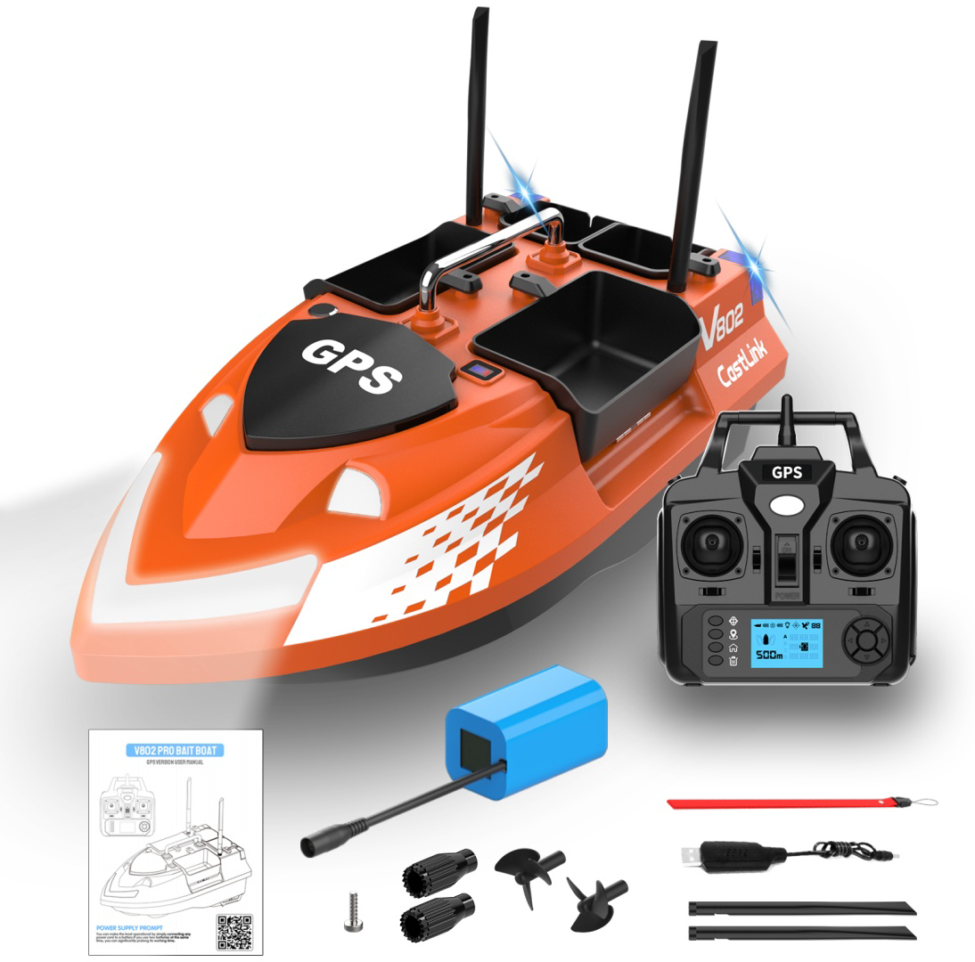 Прикормочный кораблик Flytec V802 Pro оранжевый купить,NaN