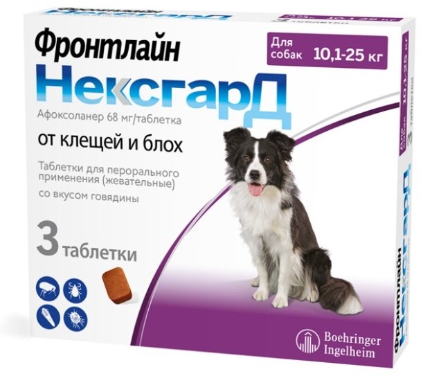 Средство Boehringer Ingelheim Фронтлайн Нексгард L от блох, от клещей, от власоедов для собак 10.1-25 кг 1 таблетка