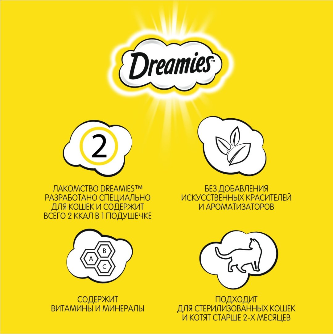 Лакомство Dreamies Mix подушечки Аппетитная курочка и мята 60 г 1 шт