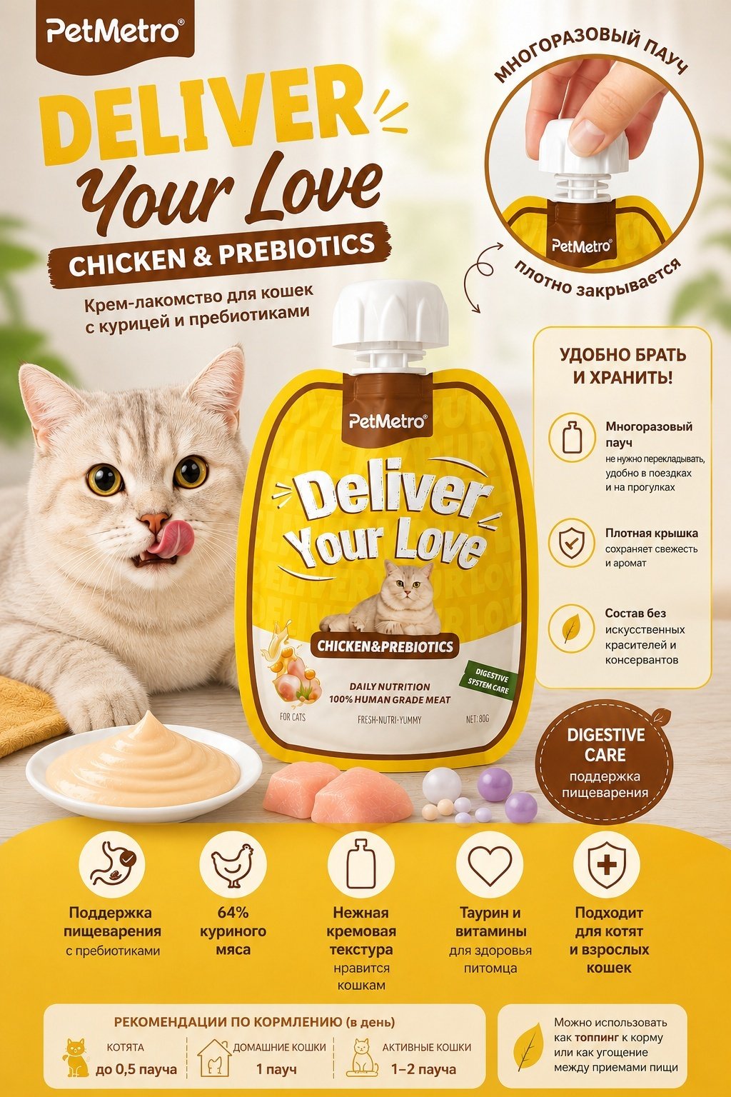 Лакомство PetMetro пюре курица 60 г 1 шт