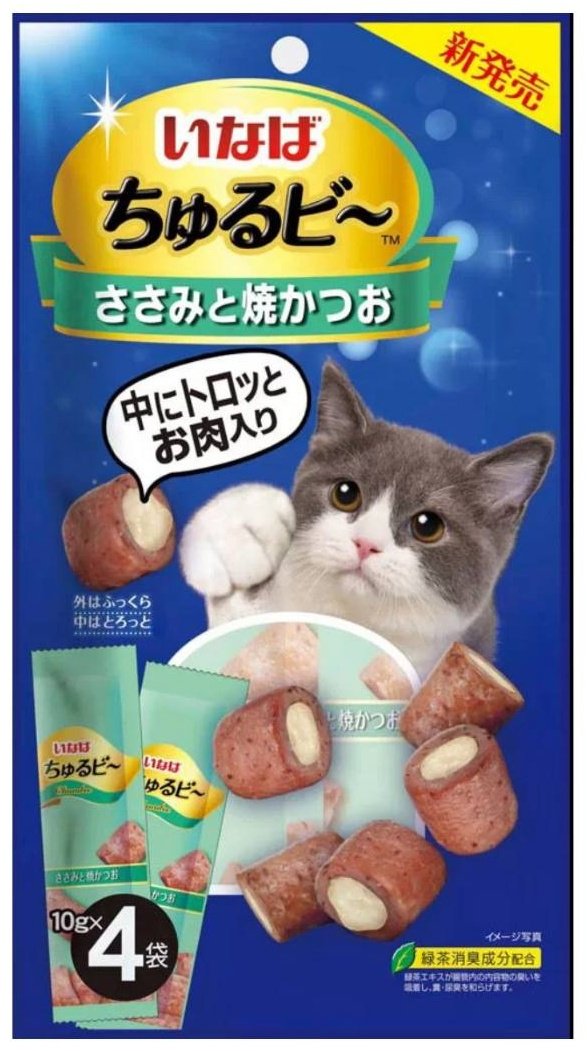 Лакомство INABA подушечки курица, тунец 10 г 4 шт
