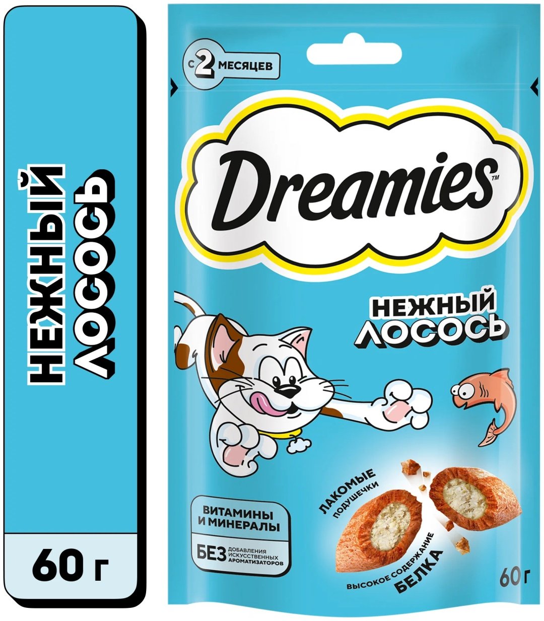 Лакомство Dreamies подушечки Нежный лосось 60 г 1 шт