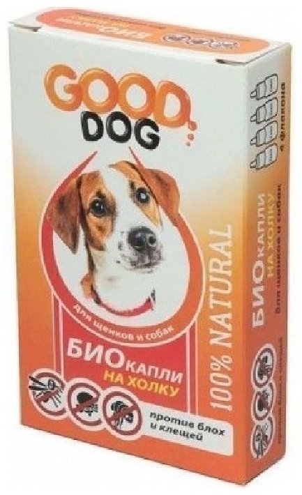 Средство Good Dog Антипаразитарные БИО капли от блох, от клещей 2 мл