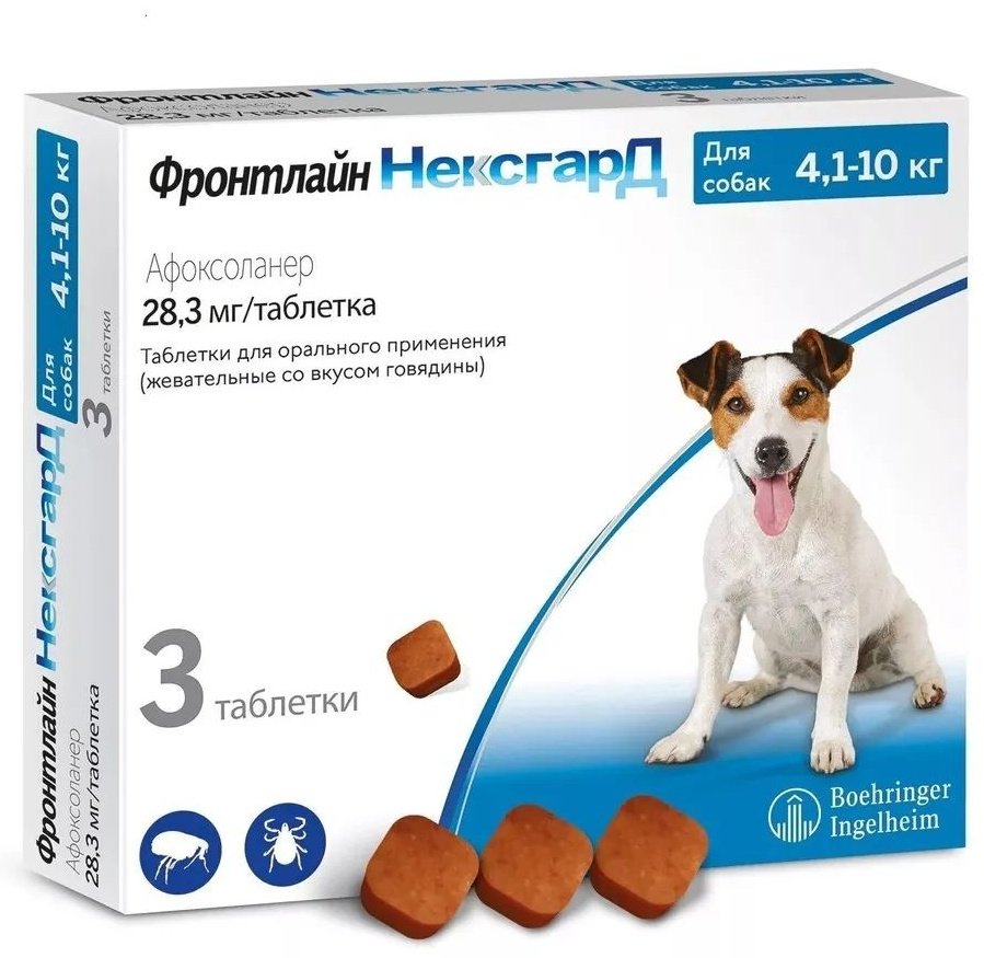 Средство Boehringer Ingelheim Фронтлайн НексгарД М от блох, от клещей для собак 4-10 кг 1 таблетка