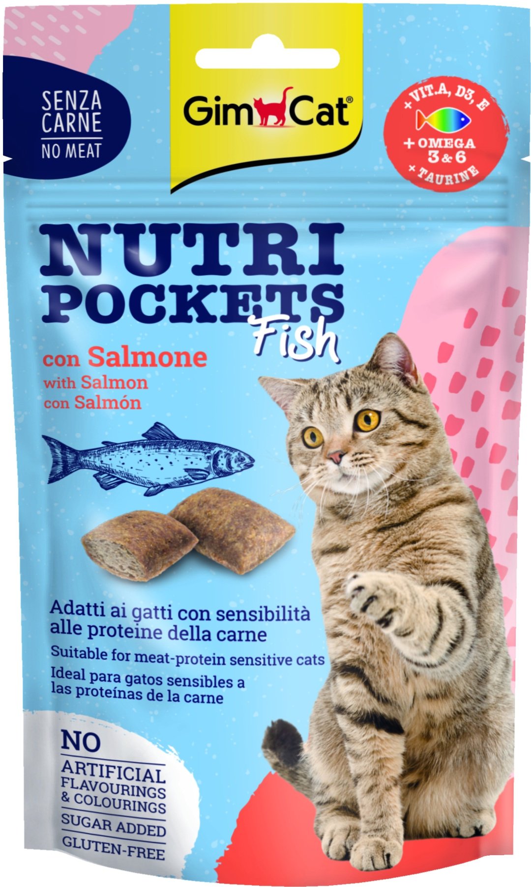 Лакомство GimCat Nutri Pockets подушечки лосось 60 г 1 шт