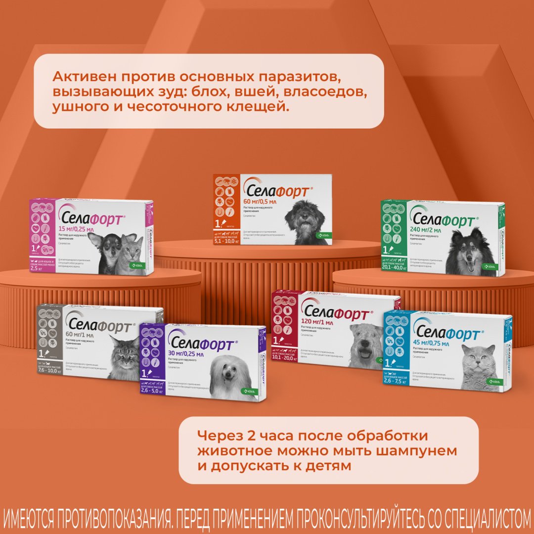 Средство KRKA Селафорт капли от блох, от клещей, от власоедов для собак 5.1-10 кг 0.5 мл 1 пипетка