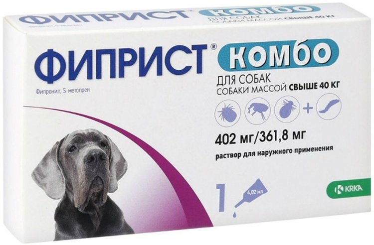 Средство KRKA Фиприст Комбо капли блох, от клещей, от власоедов для собак от 40 кг 1 пипетка