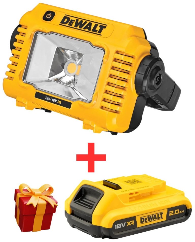 DeWALT фонарь-прожектор DCL077+DCB183 питание от аккумулятора