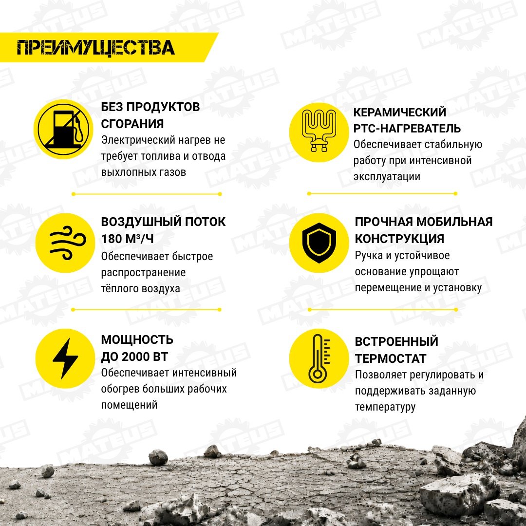 Тепловая электрическая пушка Mateus MS11311H, 2 кВт