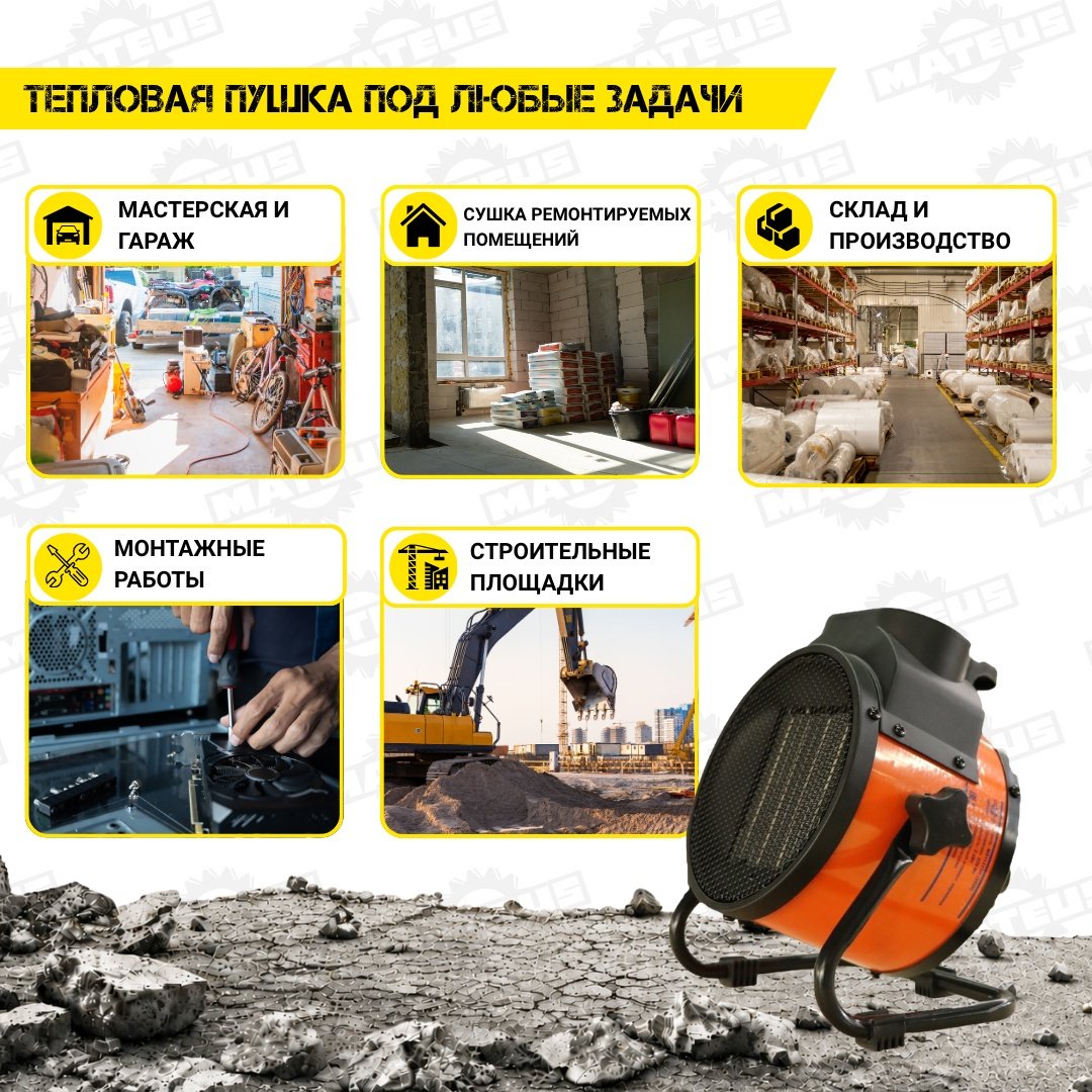 Тепловая электрическая пушка Mateus MS11311H, 2 кВт