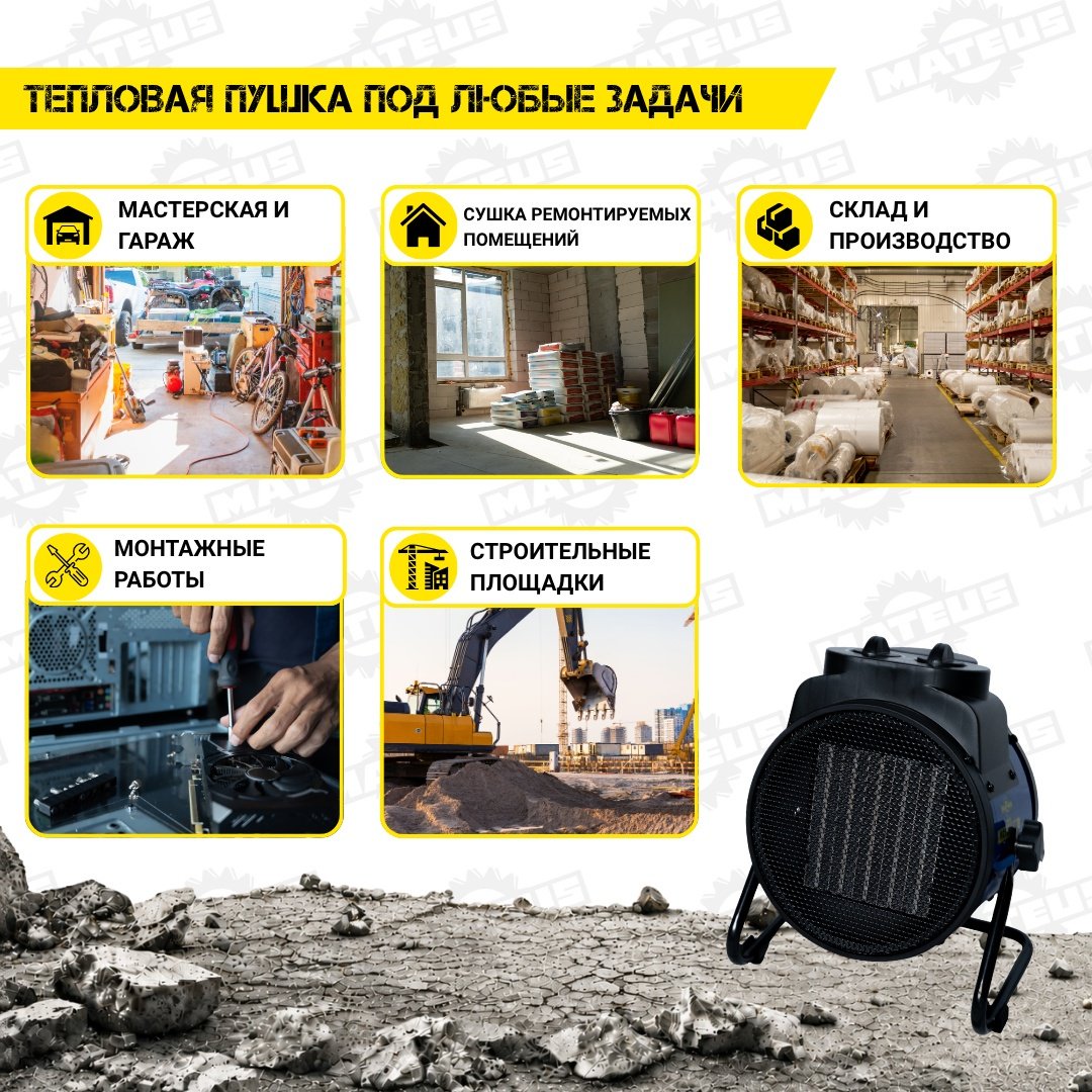 Тепловая электрическая пушка Mateus MS11312H, 3 кВт
