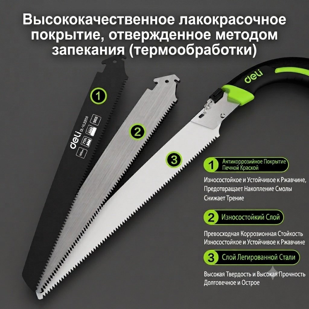 DELI садовая ножовка DL-YL2203 зеленый