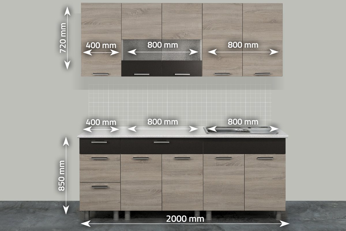 Кухонный комплект СВ Мебель Арабика дуб сонома 720 2м купить,NaN