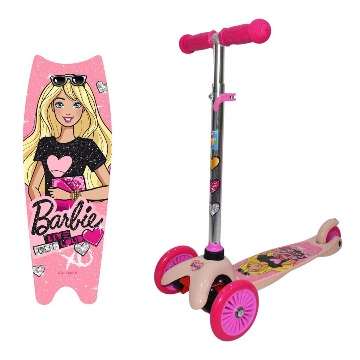 Самокат  1toy Barbie розовый купить,NaN